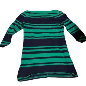 Navy and Green Striped Top